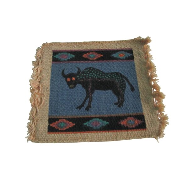 Vintage Southwest Woven Cotton Mug Rug Coasters El Paso Saddle Blanket Co GUC - Picture 11 of 16
